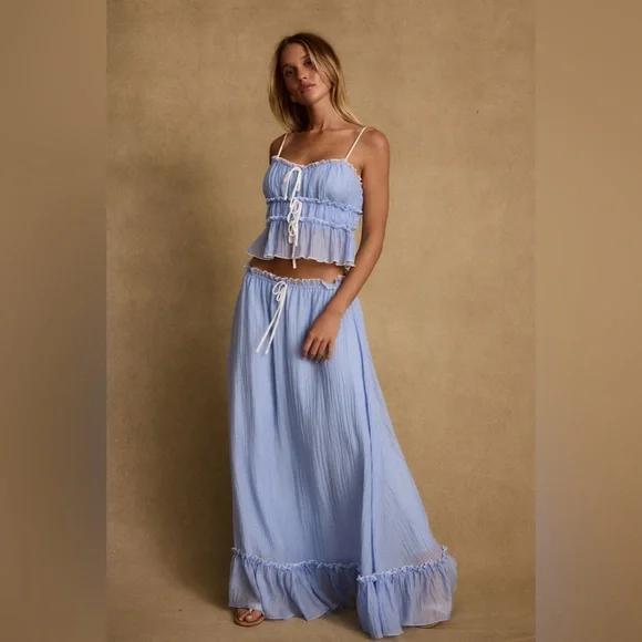 12th Tribe Light Blue Maxi Skirt - Picture 5 of 15